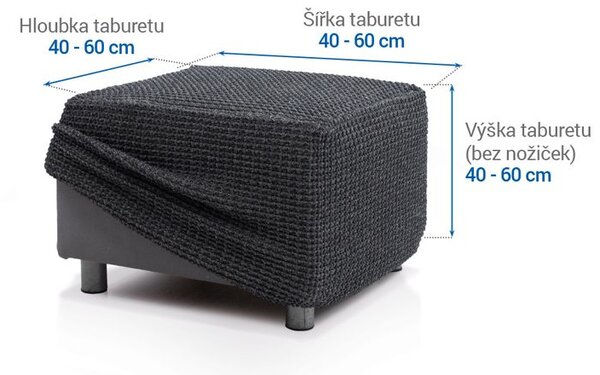 Super strečové potahy RUBINIA antracitová taburet (40 - 60 cm)