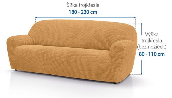 Super strečové potahy RUBINIA zlatá trojkřeslo (š. 180 - 230 cm)