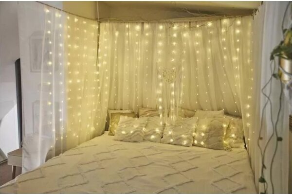 LED Venkovní řetěz 300xLED/8 funkcí 5,9 m IP44 teplá bílá