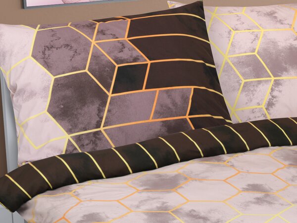 BELLATEX Povlečení bavlna na dvoudeku Hnědá 1ks 180x200, 2ks 70x90 cm