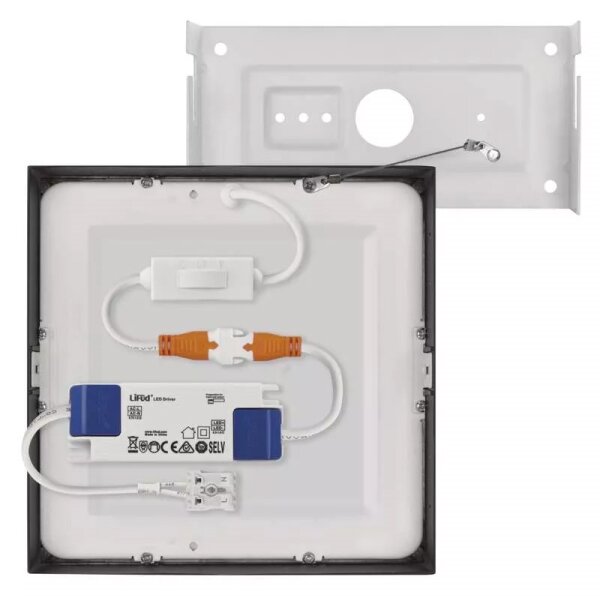LED Stropní svítidlo LED/12,5W/230V 3000/3500/4000K 17x17 cm černá