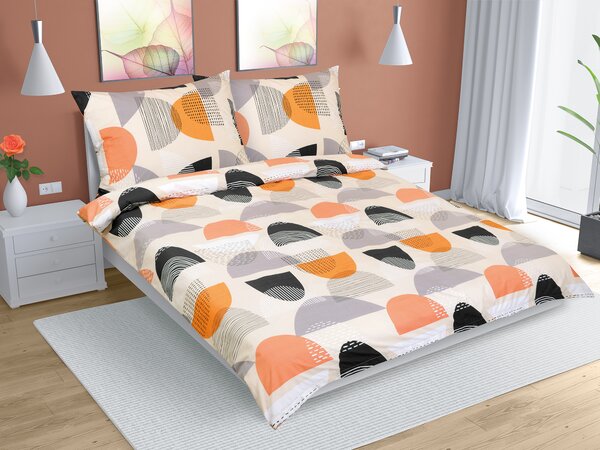 BELLATEX Povlečení bavlna na dvoudeku Půlkruh oranžová 240x200, 2ks 70x90 cm (240 cm šířka x 200 cm délka)