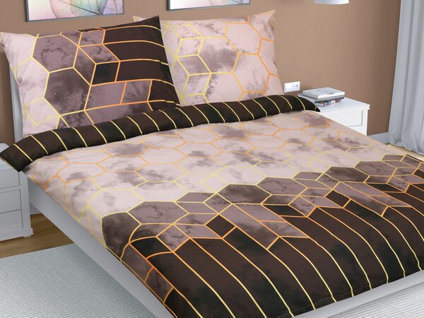 BELLATEX Povlečení bavlna na dvoudeku Hnědá 1ks 180x200, 2ks 70x90 cm