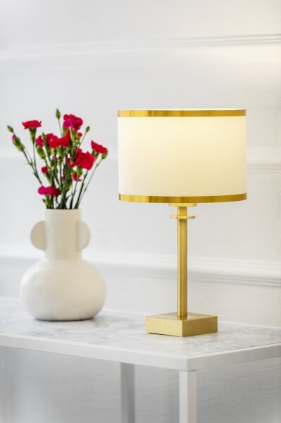 Argon 8047 - Stolní lampa ABBANO 1xE27/15W/230V mosaz/bílá