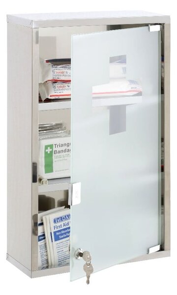 Plastová závěsná skříňka na léky ve stříbrné barvě 30x51 cm – Premier Housewares