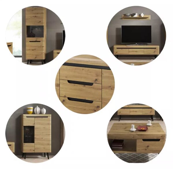 Piaski Konferenční stolek Nordi 107 cm černý/dub artisan