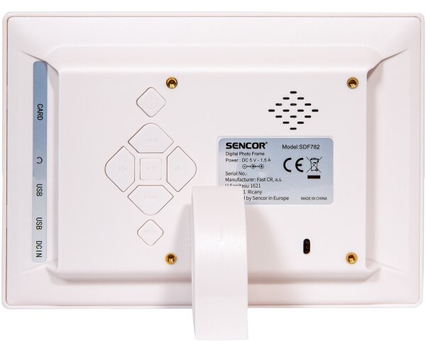 Sencor - Digitální fotorámeček 7" s reproduktorem 230V bílá + dálkové ovládání