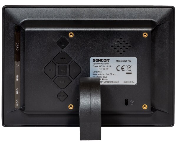 Sencor - Digitální fotorámeček 7" s reproduktorem 230V černá + dálkové ovládání