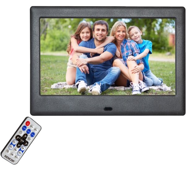 Sencor - Digitální fotorámeček 7" s reproduktorem 230V černá + dálkové ovládání