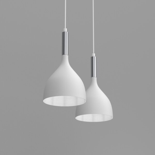 Lustr na lanku NOAK 2xE27/15W/230V bílá/chrom