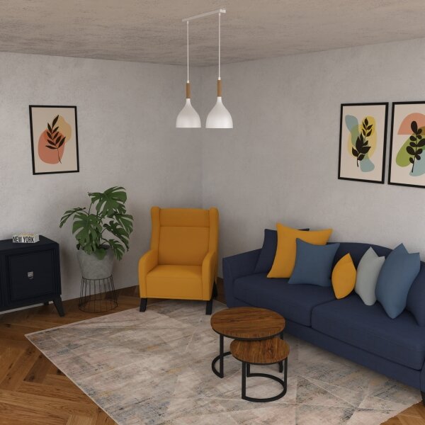 Lustr na lanku NOAK WOOD 2xE27/15W/230V bílá/buk