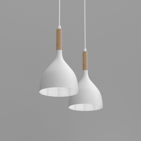 Lustr na lanku NOAK WOOD 2xE27/15W/230V bílá/buk