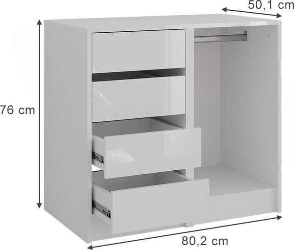 Kredenc Vicco Sherry Bílá/bílý vysoký lesk 80.2 x 76 cm 2 díly, Model 57717