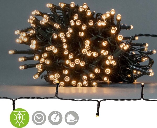 Nedis CLBO192 - LED řetěz 192xLED/7 funkcí/3xAA 14,9m IP44 teplá bílá