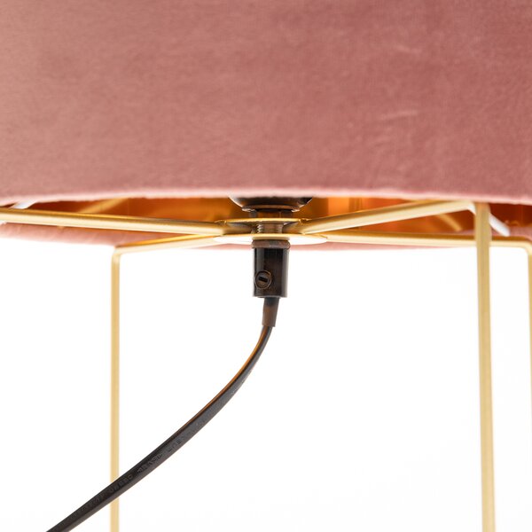 Moderní stolní lampa růžová se zlatem - Rosalina