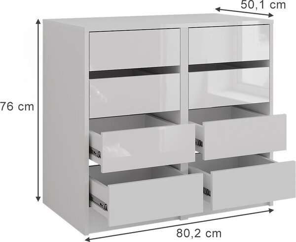 Kredenc Vicco Sherry Bílá/bílý vysoký lesk 80.2 x 76 cm Sada 2 kusů, Model 57718