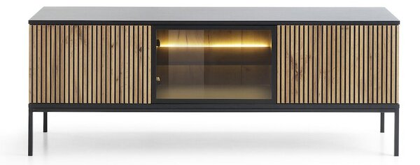 Moderní tv stolek SONNY 154 LED, černá / dub votan