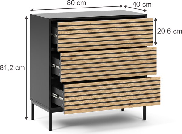 Komoda Vicco Eliza Zlatý dub power/antracit 80 x 81.2 cm 2 zásuvky, Model 55183