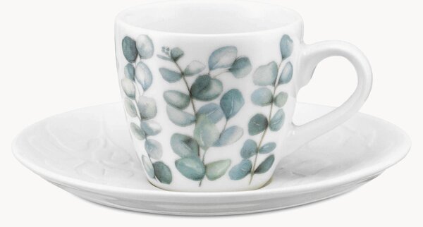 Sada porcelánových šálků na espresso's podšálky Sempreverde, 2 díly