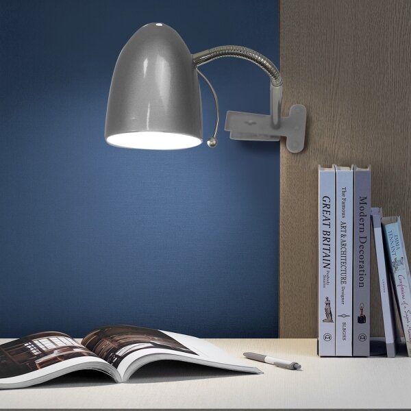 Aigostar - Stolní lampa s klipem 1xE27/11W/230V stříbrná/chrom