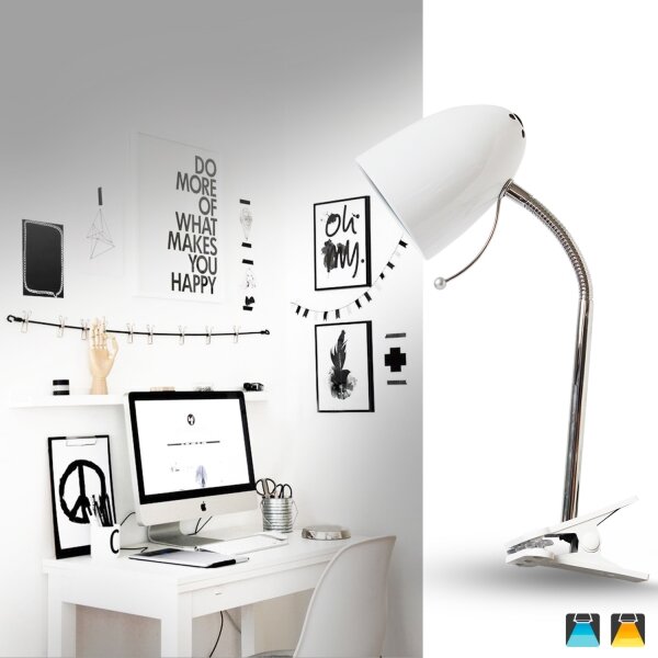 Aigostar - Stolní lampa s klipem 1xE27/11W/230V bílá/chrom