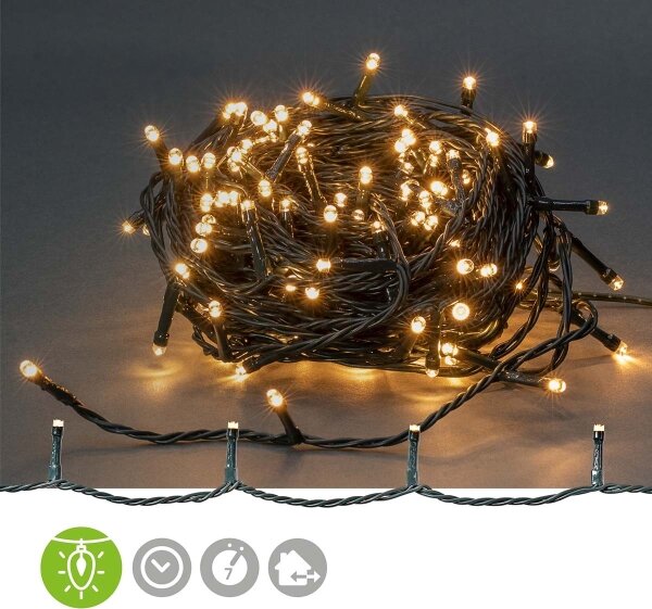 Nedis CLLS180- LED Venkovní řetěz 180xLED/7 funkcí 16,5m IP44 teplá bílá