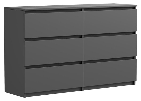 Komoda černá matná se 6 zásuvkami 100 cm moderní prostorná do obývacího pokoje a ložnice
