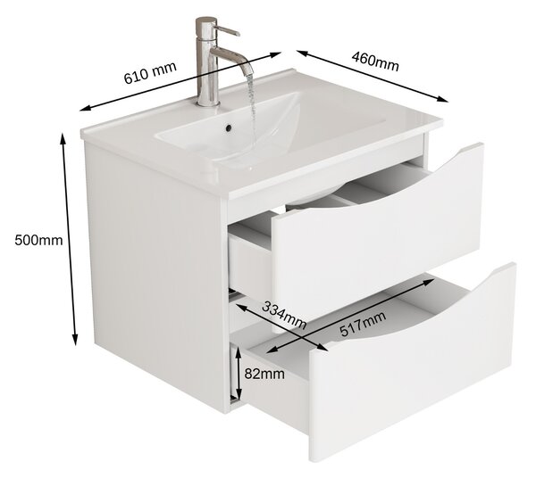 Závěsná skříňka pod umyvadlo Houseland Bravio 60 cm bílá