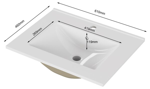 Zápustné umyvadlo Houseland Luxo 60 cm bílé