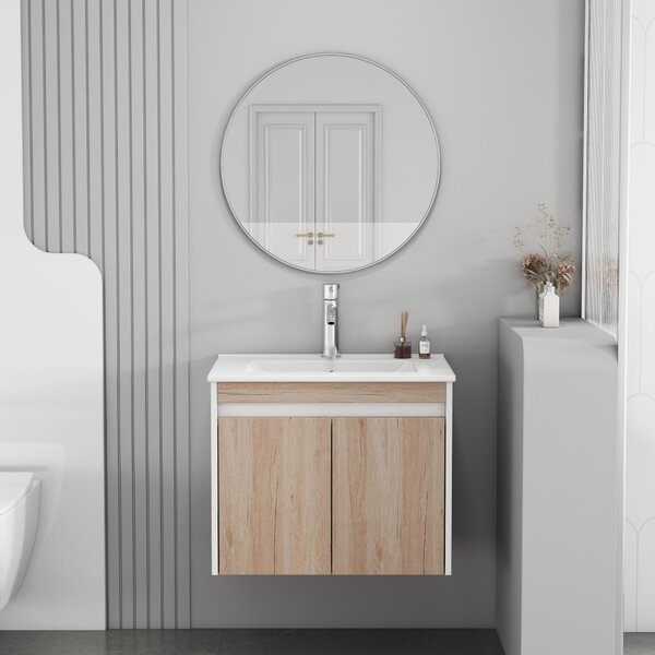 Závěsná skříňka pod umyvadlo Houseland Morvia 60 cm dub/bílá