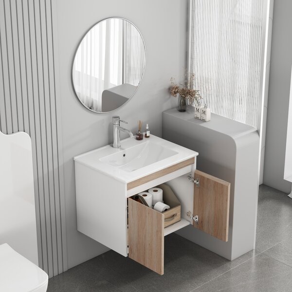 Závěsná skříňka pod umyvadlo Houseland Morvia 60 cm dub/bílá