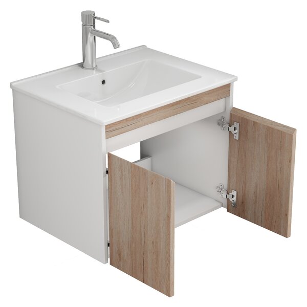 Závěsná skříňka pod umyvadlo Houseland Morvia 60 cm dub/bílá
