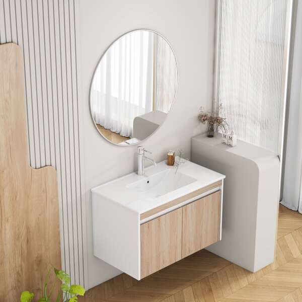Závěsná skříňka pod umyvadlo Houseland Morvia 80 cm dub/bílá