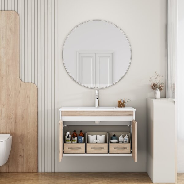 Závěsná skříňka pod umyvadlo Houseland Morvia 80 cm dub/bílá