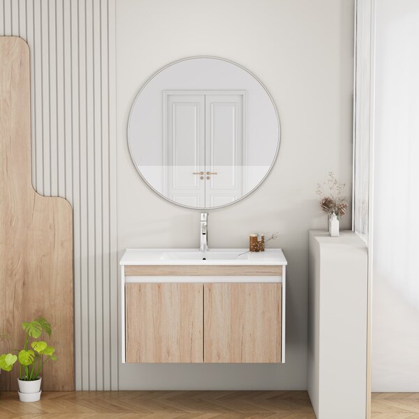 Závěsná skříňka pod umyvadlo Houseland Morvia 80 cm dub/bílá