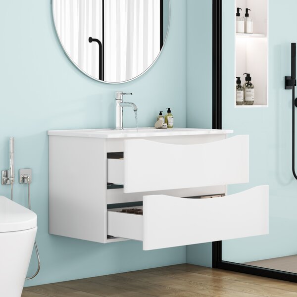 Závěsná skříňka pod umyvadlo Houseland Nirela 80 cm bílá