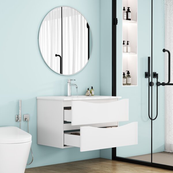 Závěsná skříňka pod umyvadlo Houseland Nirela 80 cm bílá