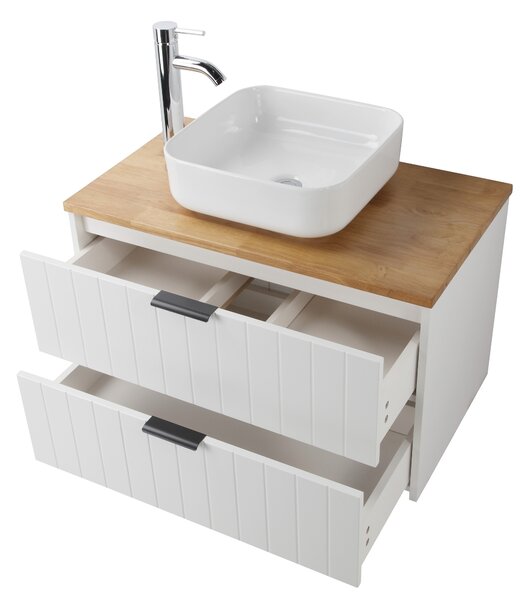 Závěsná skříňka pod umyvadlo Houseland Velora s deskou 80 cm bílá/dub