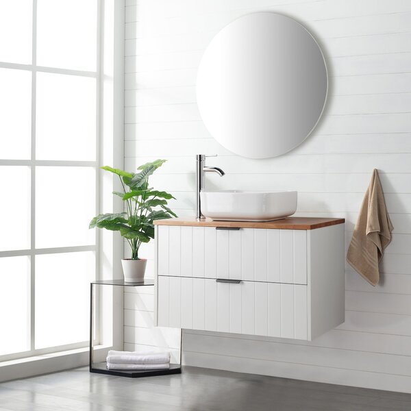 Závěsná skříňka pod umyvadlo Houseland Velora s deskou 80 cm bílá/dub