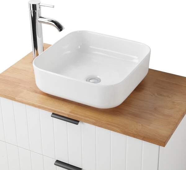 Závěsná skříňka pod umyvadlo Houseland Velora s deskou 80 cm bílá/dub