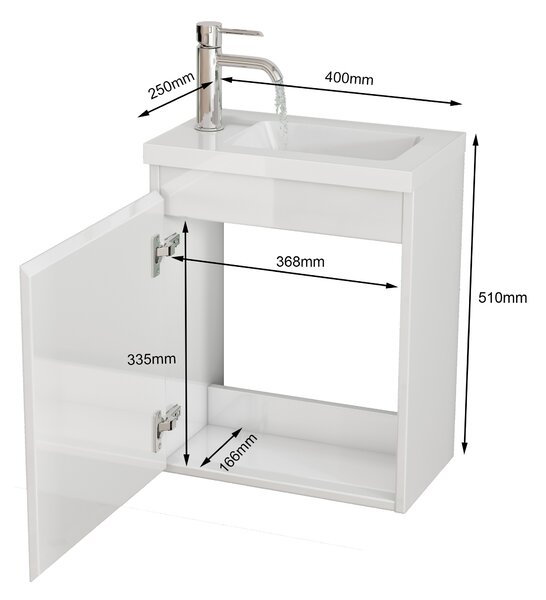 Závěsná skříňka s umyvadlem Houseland Elara 40 cm bílá