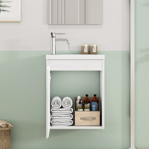 Závěsná skříňka s umyvadlem Houseland Elara 40 cm bílá