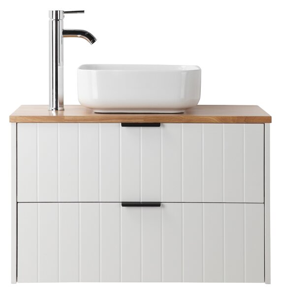 Závěsná skříňka pod umyvadlo Houseland Velora s deskou 80 cm bílá/dub