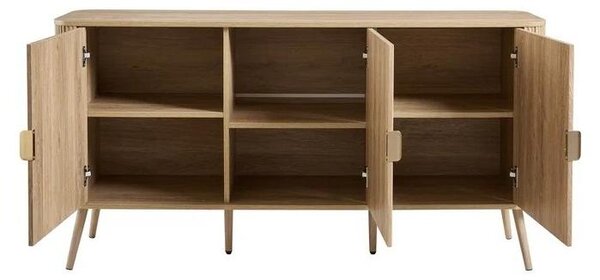 CALICOSY – Komoda se 3 dvířky v dekoru dubu a lameloovým vzorem, šířka 150 cm – MAHO