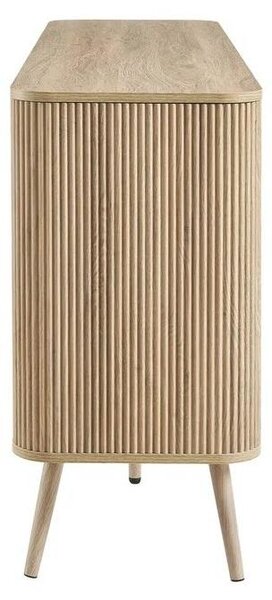 CALICOSY – Komoda se 3 dvířky v dekoru dubu a lameloovým vzorem, šířka 150 cm – MAHO