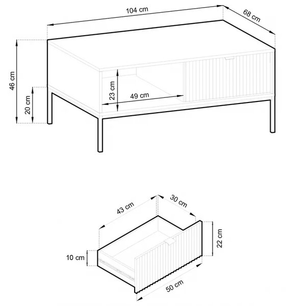 Piaski Konferenční stolek Nova 104 cm kašmír/zlatý