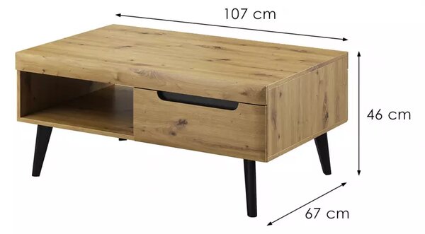 Piaski Konferenční stolek Nordi 107 cm černý/dub artisan