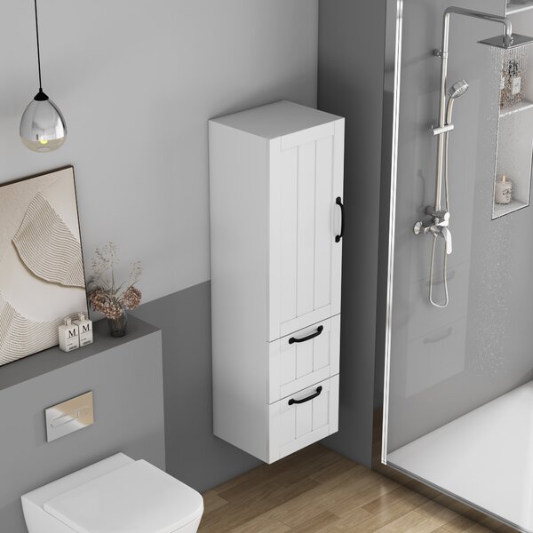 Vysoká závěsná koupelnová skříňka Houseland Elyra 120 cm bílá