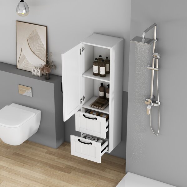 Vysoká závěsná koupelnová skříňka Houseland Elyra 120 cm bílá