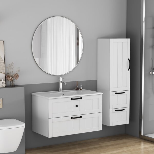 Vysoká závěsná koupelnová skříňka Houseland Elyra 120 cm bílá